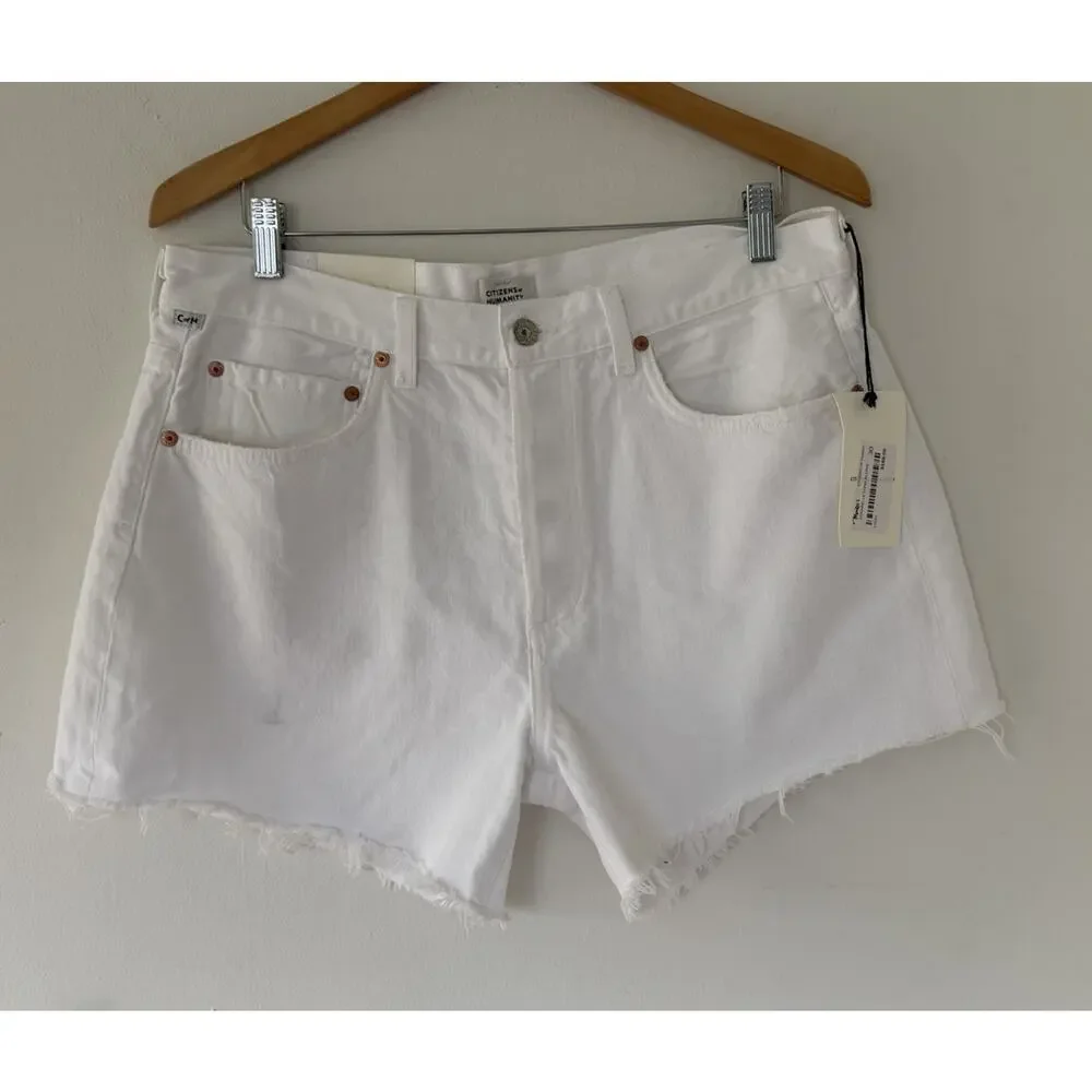 Citizens of Hummanity Annabelle Long Relaxed Vintage Size 30 White Cutoff Denim
